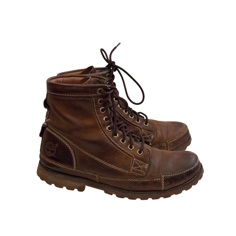 Timberland Earthkeepers Brown Leather Lace Up Boots Mens 10 Rugged Lug Sole 6"